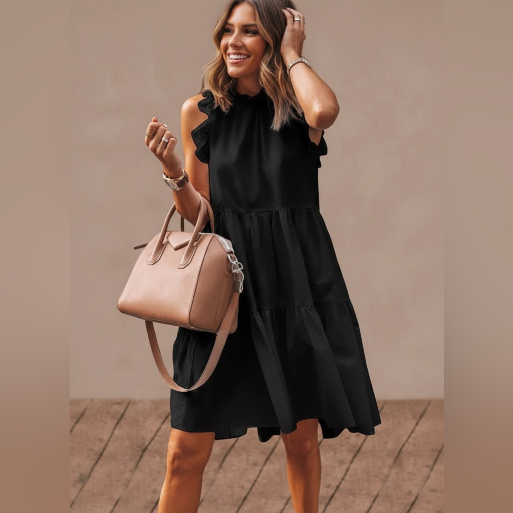 Vonda Elegant Black Sleeveless Dress